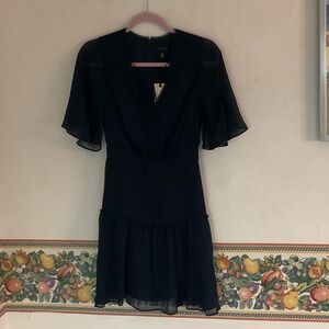 Ted Baker London Fit & Flare Tiered Mini Dress, Size 0, Dark Blue, NWT